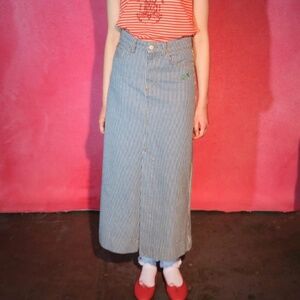 Classic Blue Striped Maxi Skirt